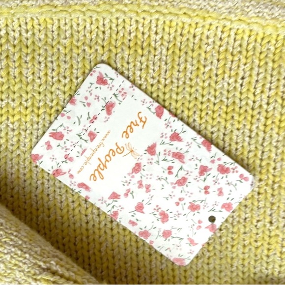 S 🔖 FREE PEOPLE Lemonade Stand Sweater Yellow V-neck - Picture 5 of 9